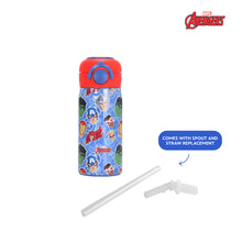 Load image into Gallery viewer, Totsafe Disney Marvel Kids Stainless Steel Insulated Sippy Bottle 354mL (with extra sippy & straw replacement)