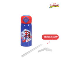 Load image into Gallery viewer, Totsafe Disney Marvel Kids Stainless Steel Insulated Sippy Bottle 354mL (with extra sippy & straw replacement)