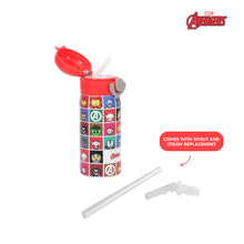 Load image into Gallery viewer, Totsafe Disney Marvel Kids Stainless Steel Insulated Sippy Bottle 354mL (with extra sippy & straw replacement)