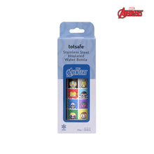 Load image into Gallery viewer, Totsafe Disney Marvel Kids Stainless Steel Insulated Sippy Bottle 354mL (with extra sippy & straw replacement)