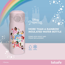 Load image into Gallery viewer, Totsafe Disney Kids Double Wall Stainless Steel Insulated Sippy Bottle 354mL (with extra sippy & straw replacement)