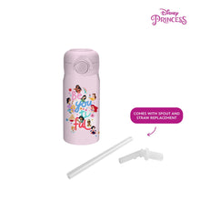 Load image into Gallery viewer, Totsafe Disney Kids Double Wall Stainless Steel Insulated Sippy Bottle 354mL (with extra sippy & straw replacement)