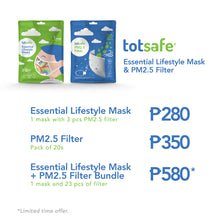 Load image into Gallery viewer, Totsafe Essential Lifestyle Mask Bundle (1 Mask + 23 pcs PM2.5 Filter)