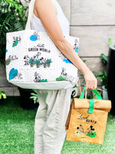 Load image into Gallery viewer, Zippies Lab Mickey Hello Green World Multi-pocket Grocery Tote