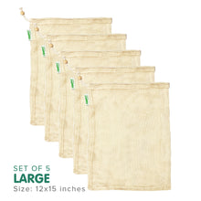 Load image into Gallery viewer, Zippies Cotton Mesh Produce Bags (Large) Pack of 5