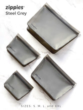 Load image into Gallery viewer, Zippies Steel Grey Reusable Standup Storage Bags