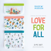 Load image into Gallery viewer, Zippies Love for All Reusable Layflat Storage Bags - Sampler Pack