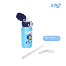 Load image into Gallery viewer, Totsafe Bluey Kids Stainless Steel Insulated Sippy Bottle 350mL (with extra sippy &amp; straw replacement) - 2 Designs
