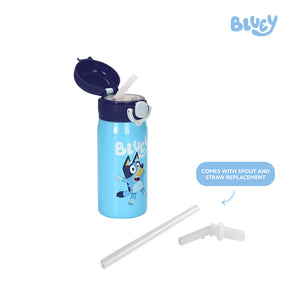 Totsafe Bluey Kids Stainless Steel Insulated Sippy Bottle 350mL (with extra sippy & straw replacement) - 2 Designs