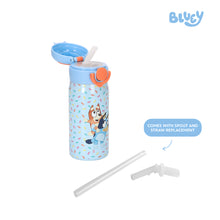 Load image into Gallery viewer, Totsafe Bluey Kids Stainless Steel Insulated Sippy Bottle 350mL (with extra sippy &amp; straw replacement) - 2 Designs
