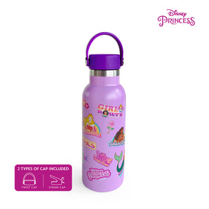 Zippies Lab Disney Princess Stickermania Insulated Water Bottle 483ml (2 types of cap included)