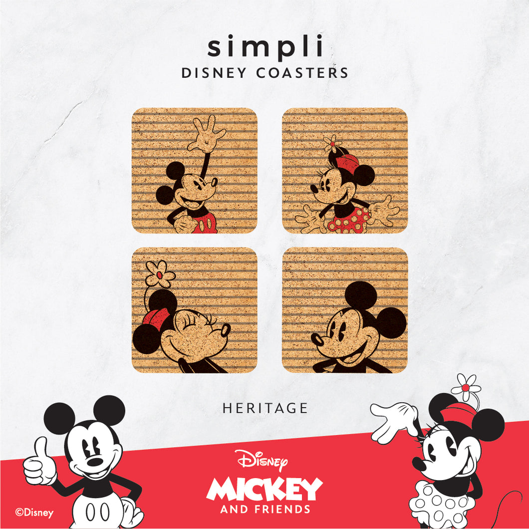 Mickey and Minnie Coaster Set - Disney Home Decor Bundle with 6 Mickey and Minnie Coasters for Drinks Plus Mickey Stickers | Disney Coasters for