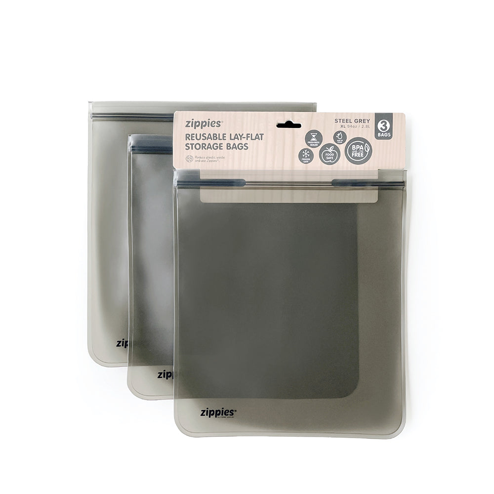 Zippies Steel Grey Reusable Layflat Storage Bags