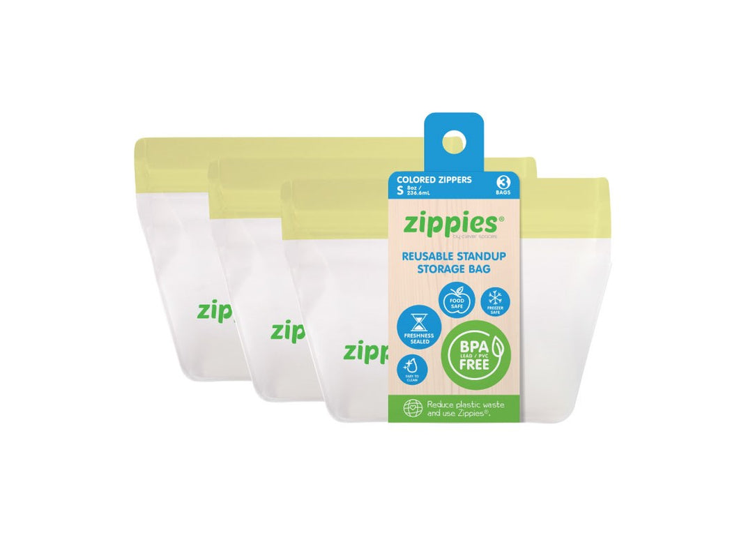 Zippies Color Pastel Series Reusable Standup Bags Small 3-Pack (All Yellow)