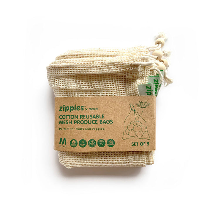 Zippies Cotton Mesh Produce Bags (Medium) Pack of 5