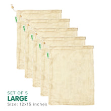 Load image into Gallery viewer, Zippies Cotton Mesh Produce Bags (Large) Pack of 5
