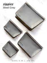Load image into Gallery viewer, Zippies Steel Grey Reusable Standup Storage Bags
