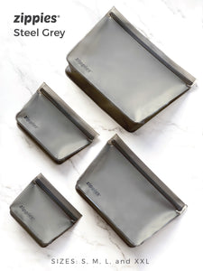 Zippies Steel Grey Reusable Standup Storage Bags