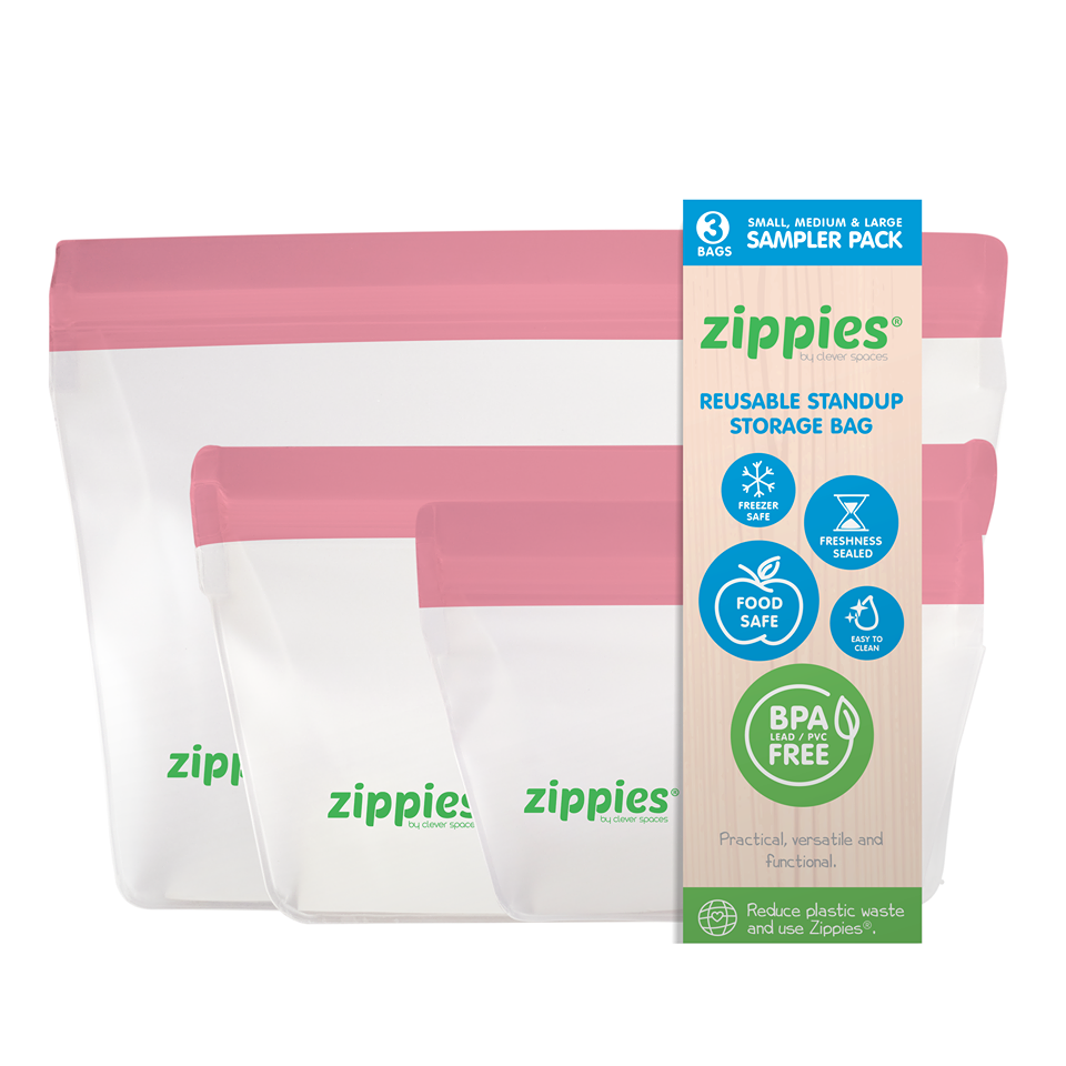 Zippies Color PINK Sampler Pack - 1 Small, 1 Medium, 1 Large